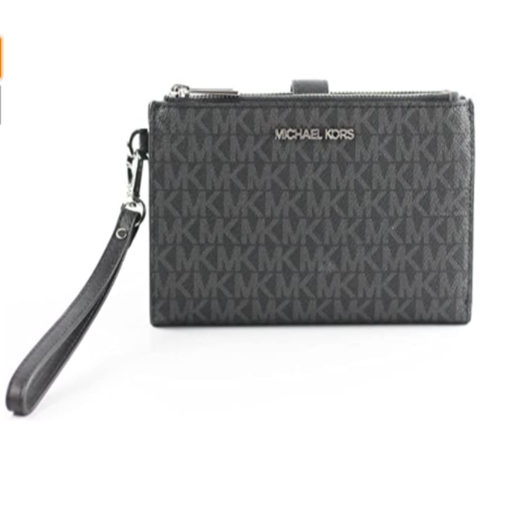 Michael Kors Billetera LG DOUBLE ZIP WRSTLT Negro con Logo